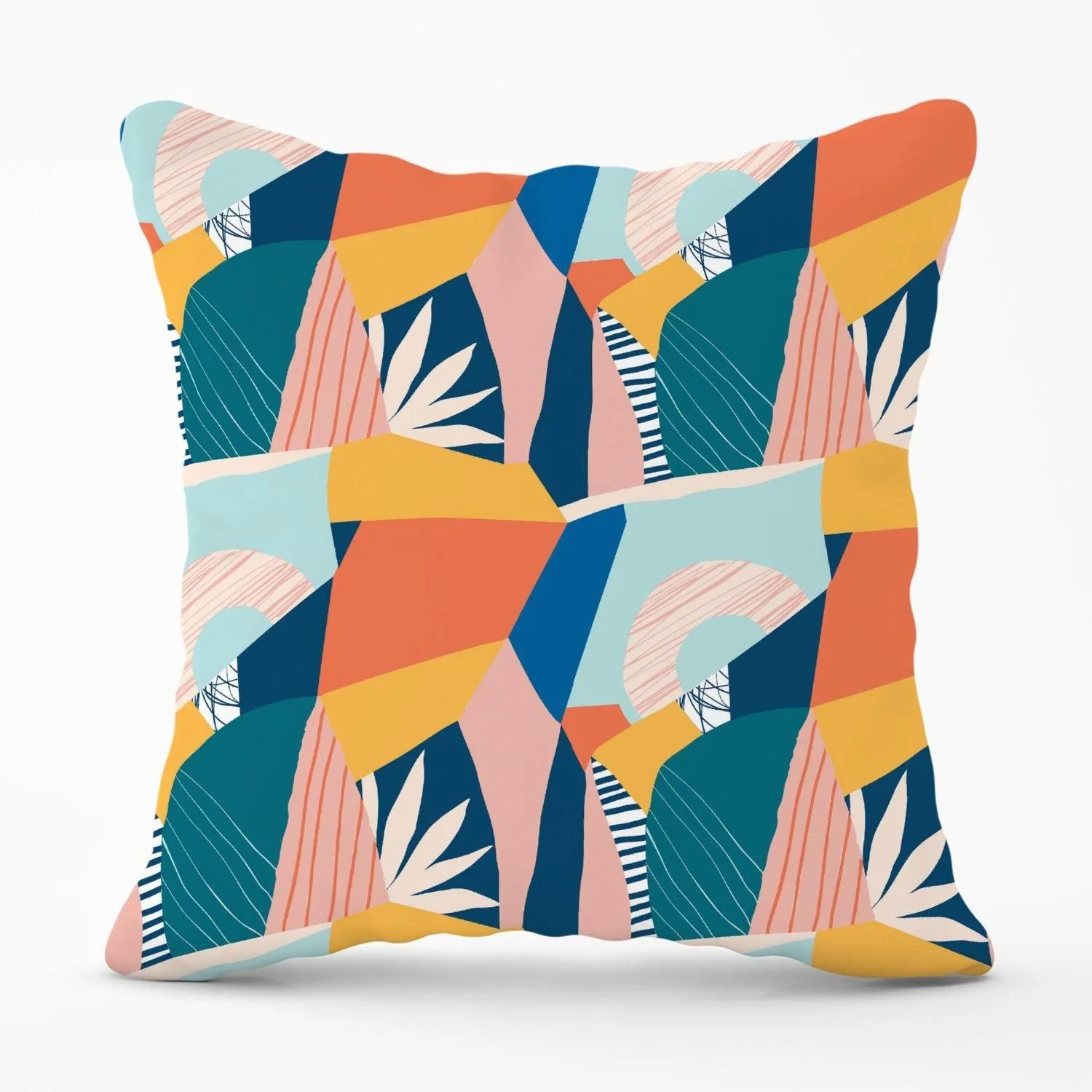 Warren Reed - Designer Modern Floral Pattern Outdoor Cushion in Pink