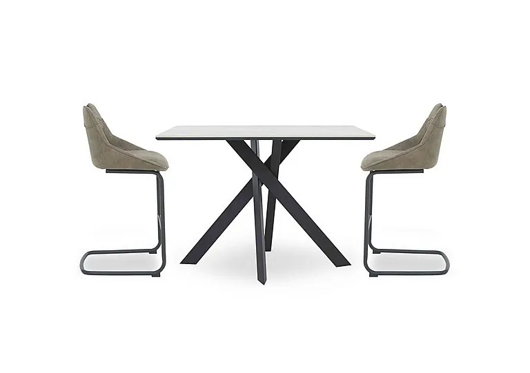 Warrior Crystal White Table and 2 Cantilever Bar Stools - White