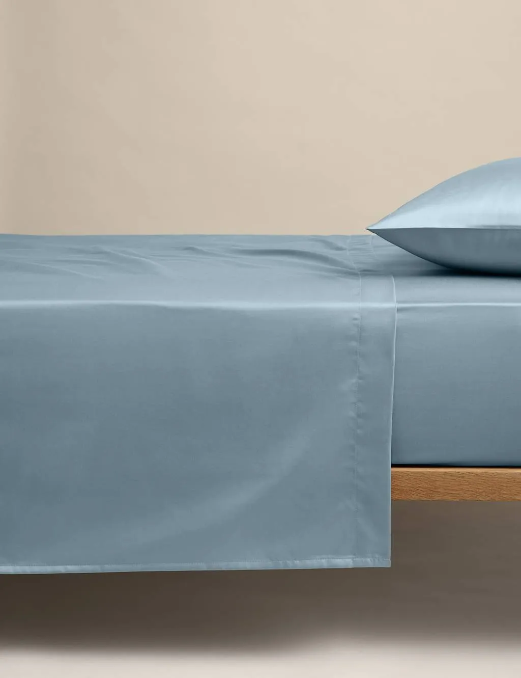 M&S Egyptian Cotton 400 Thread Count Silky Flat Sheet Dusty Blue
