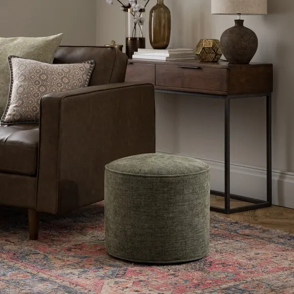 Chenille Round Pouffe 1