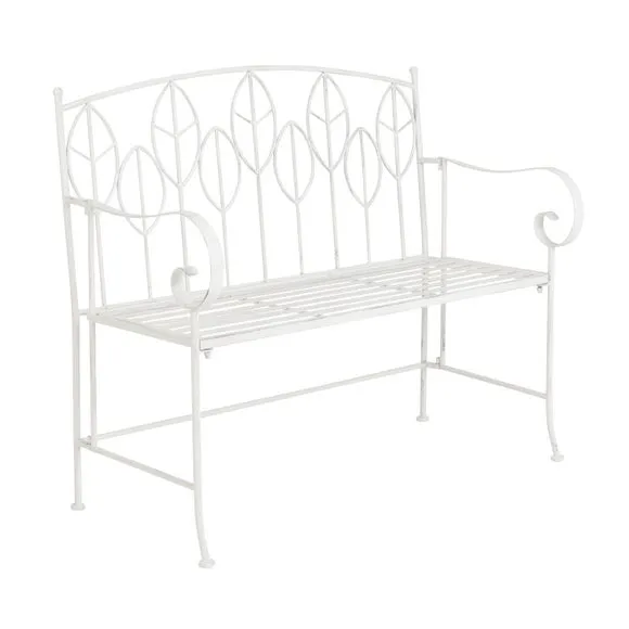 Rustic Leaf Metal Bench 4