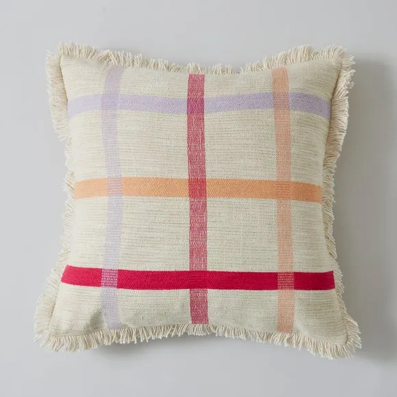 Woven Check Cotton Square Cushion 2
