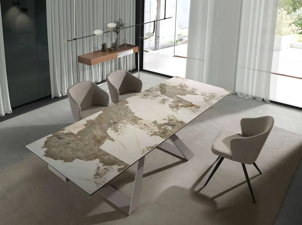 Angel Cerda Rectangular Extendable Dining Table White Porcelain 4