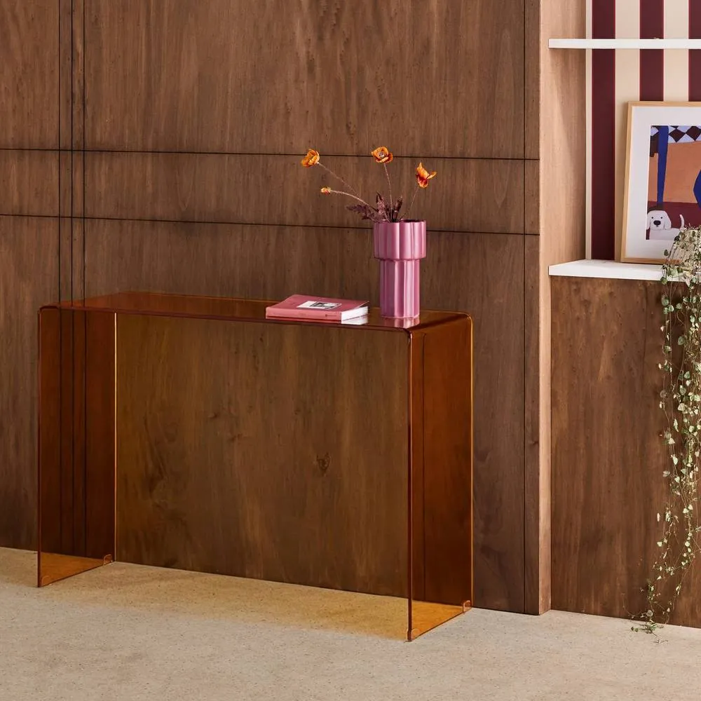 sweeek Rectangular tempered glass console in Amber 4