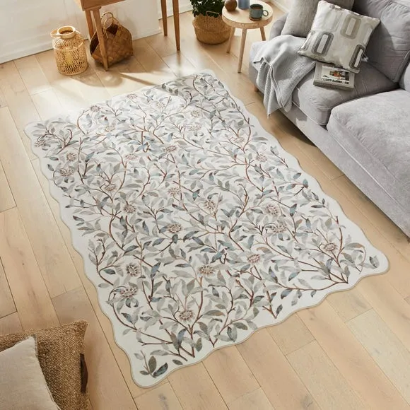 Concept Looms Liberty Floral Scalloped Washable Rug 1