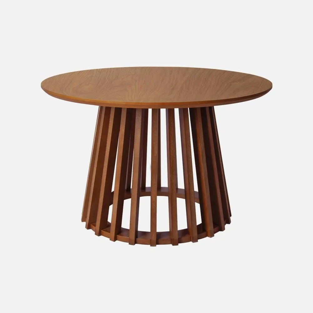 sweeek Pair Of Round Wooden-effect Coffee Tables 40cm & 60cm in Dark Brown 2
