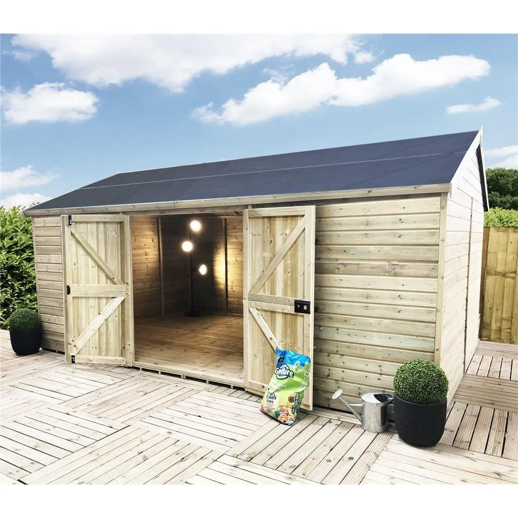 Marlborough 30 x 12 Reverse Premier Pressure Treated Apex Workshop in Natural