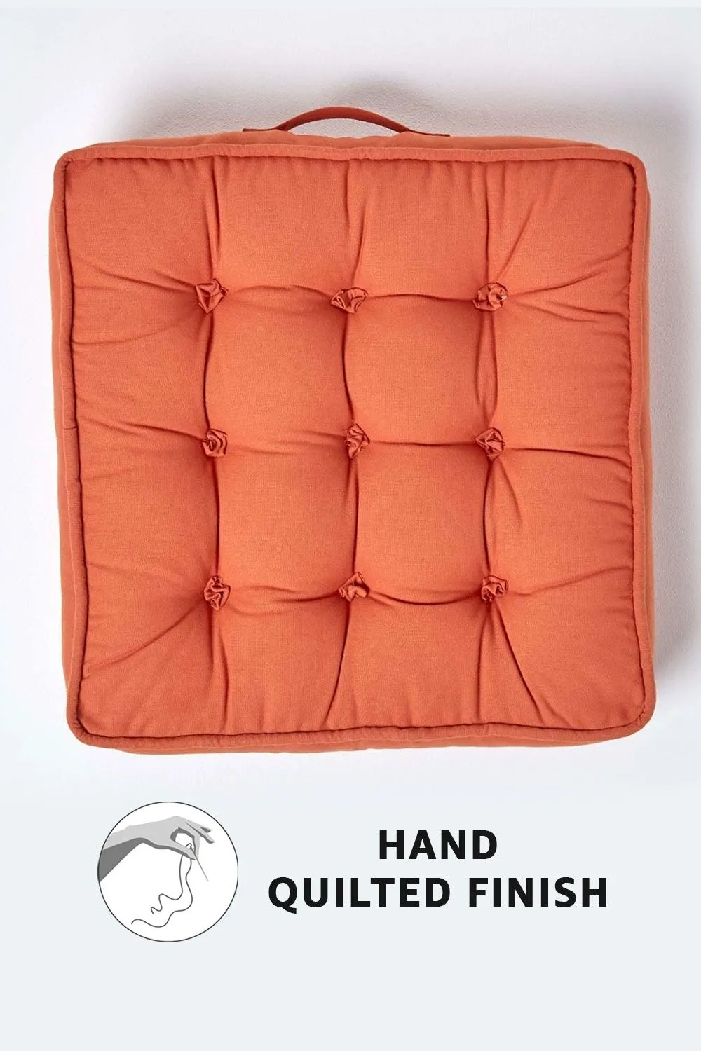 Homescapes Cotton Armchair Booster Cushion in Terracotta 3