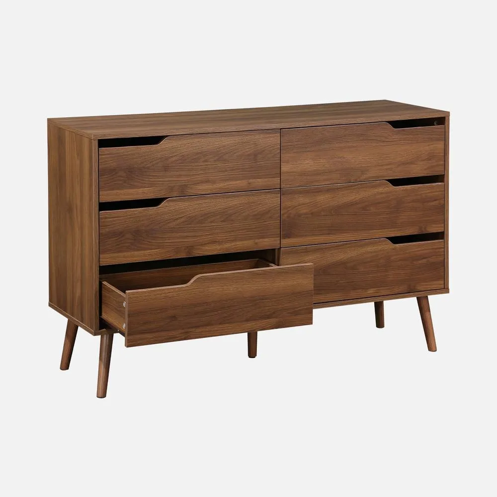 sweeek 6-drawer Chest With Wood Effect in Dark Brown 2