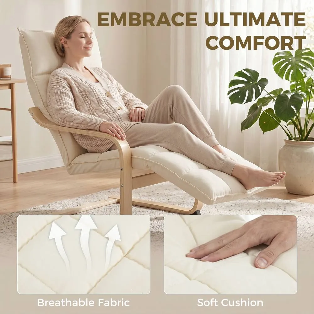 HOMCOM Accent Chair, Leisure Lounge Chair Armchair with Footrest, Cream 4