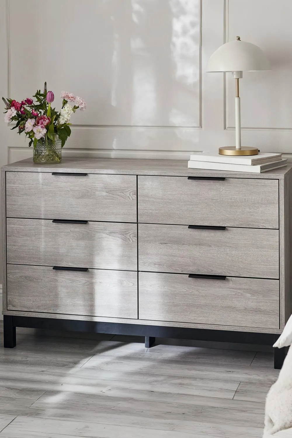 Julian Bowen Bali 6 Drawer Wide Chest in Light Grey