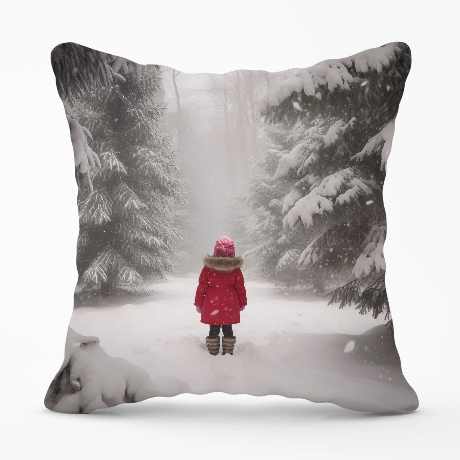 Warren Reed - Designer Little In The Snow Cushions in Red