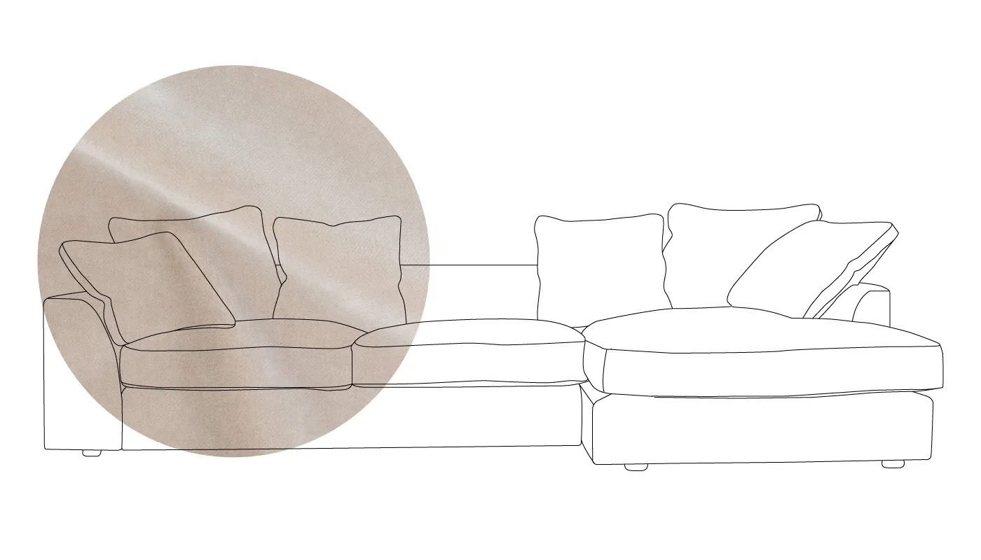 Heal's Cumulus Right Hand Corner Sofa Varese Velvet Dove Black Feet