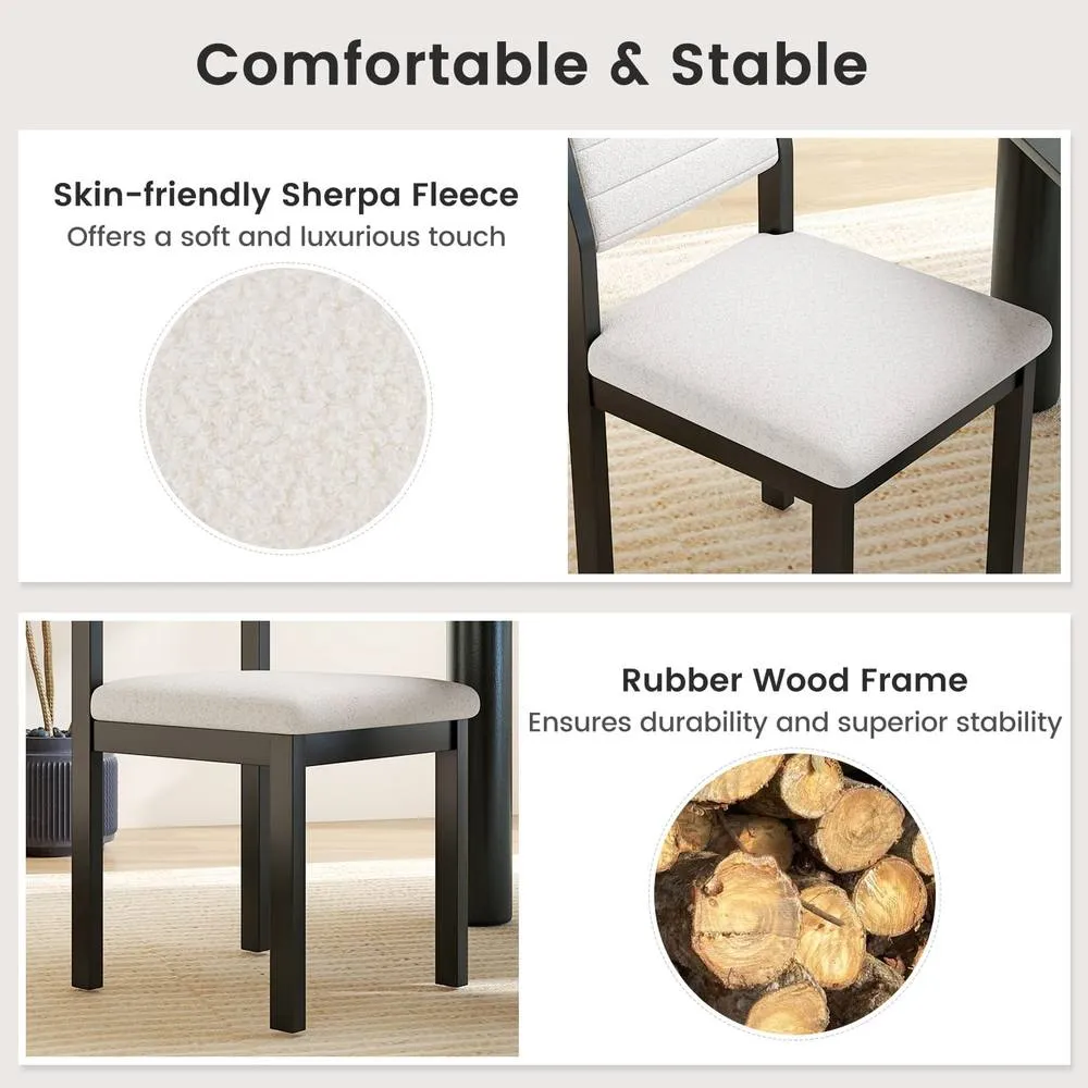 Costway 2 Pcs Imitation Lamb Fleece Home Chair Modern Dining Chairs in White 4