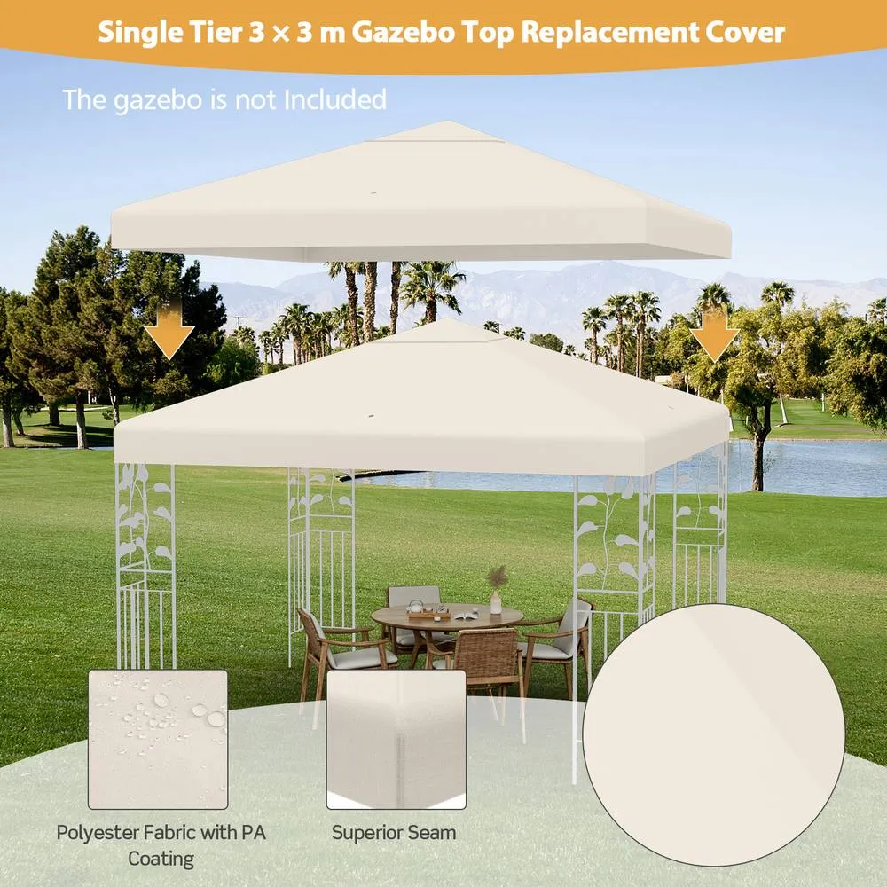 Costway Gazebo Replacement Canopy Top Cover Outdoor Patio Pavilion Cover in Beige 5