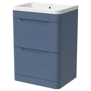 Wickes Malmo Misty Blue Freestanding J Pull Vanity Unit & Basin - 600mm