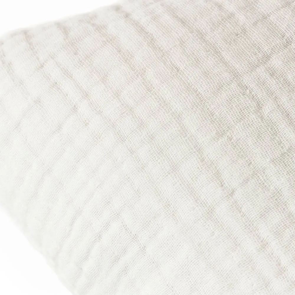 Yard Lark Muslin 100% Cotton Plain Cushion in White 4