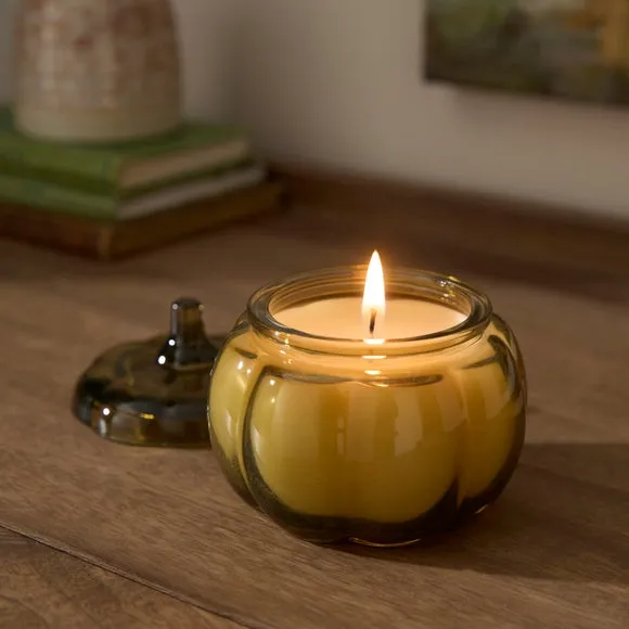 Autumn Pumpkin Shaped Glass Jar Candle