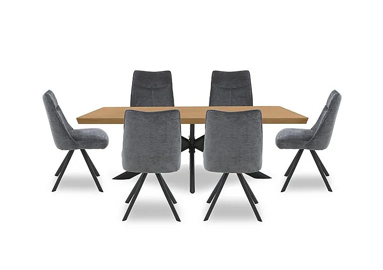 Athena Soft Edge Dining Table with 6 Swivel Chairs - 220-cm