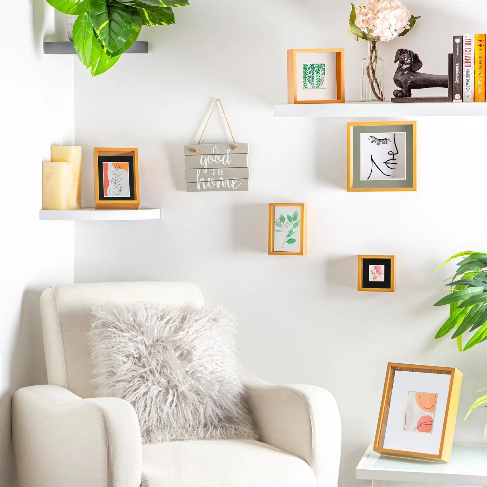 Nicola Spring 3D Deep Box Photo Frames - 5 x 7" with 4 x 6" Mount - Light Wood - Pack of 5 in Black 6