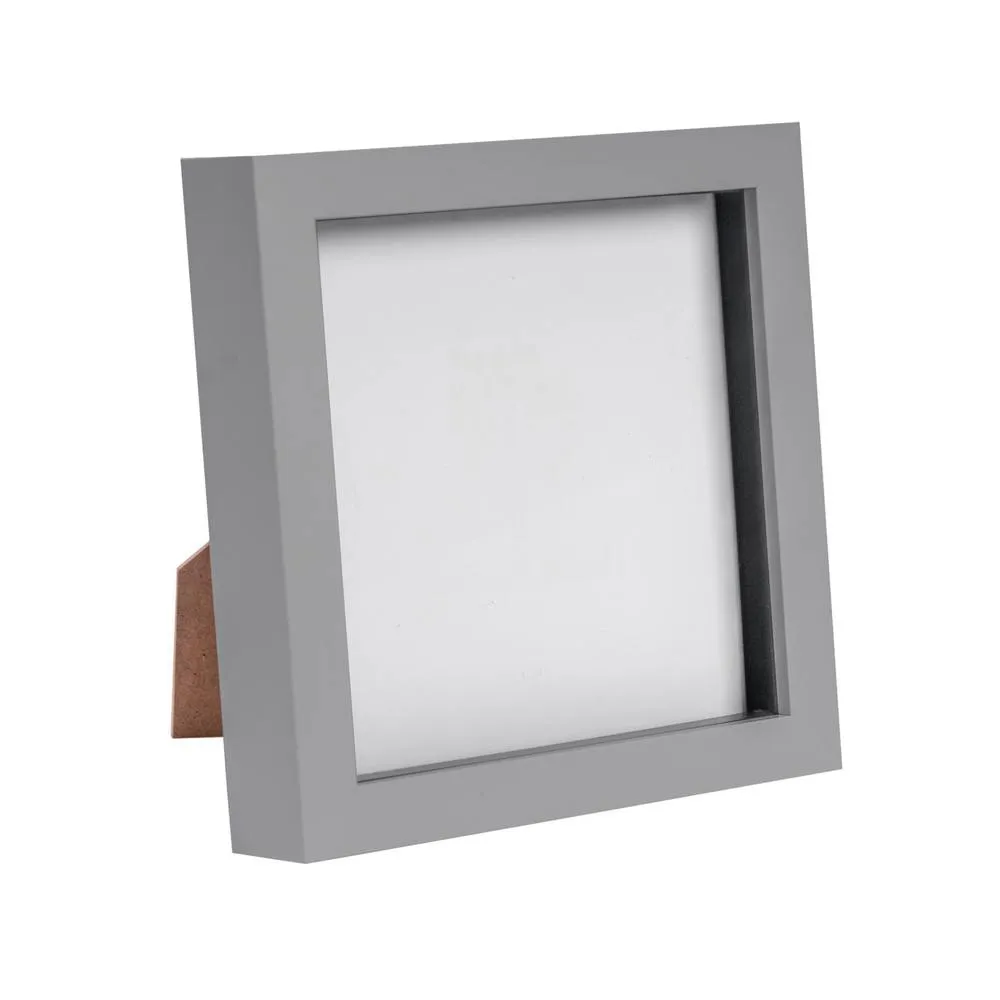 Nicola Spring 3D Box Photo Frame - 6" x 6" - White in Grey