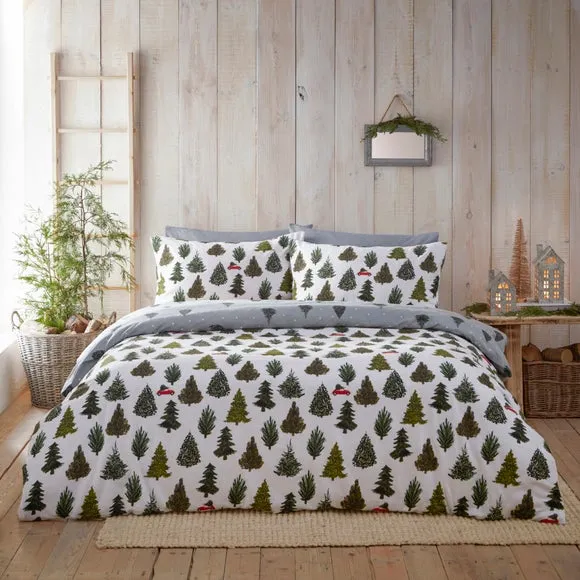 Furn Evergreen Brushed Cotton Single Duvet Cover Set Pine Green, Multi 4