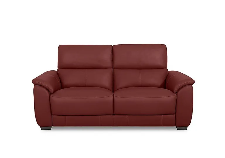 Saffron Leather 3 Seater Sofa - BV Deep Red