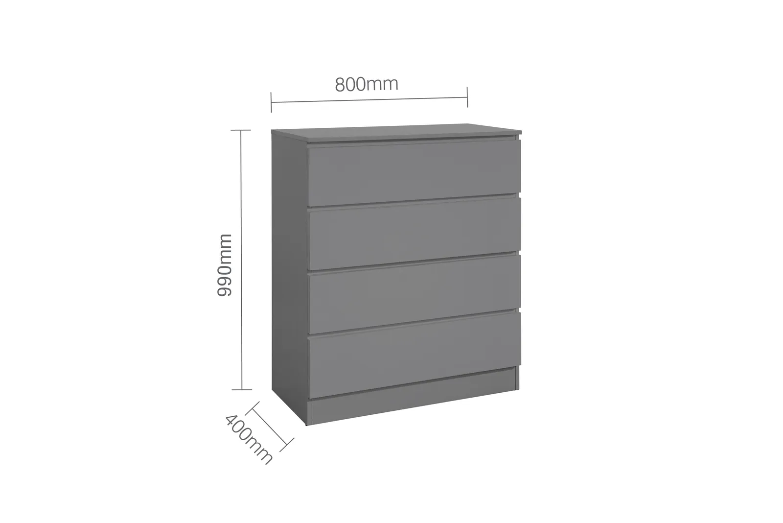 Birlea Oslo 4 Drawer Chest White in Grey 6