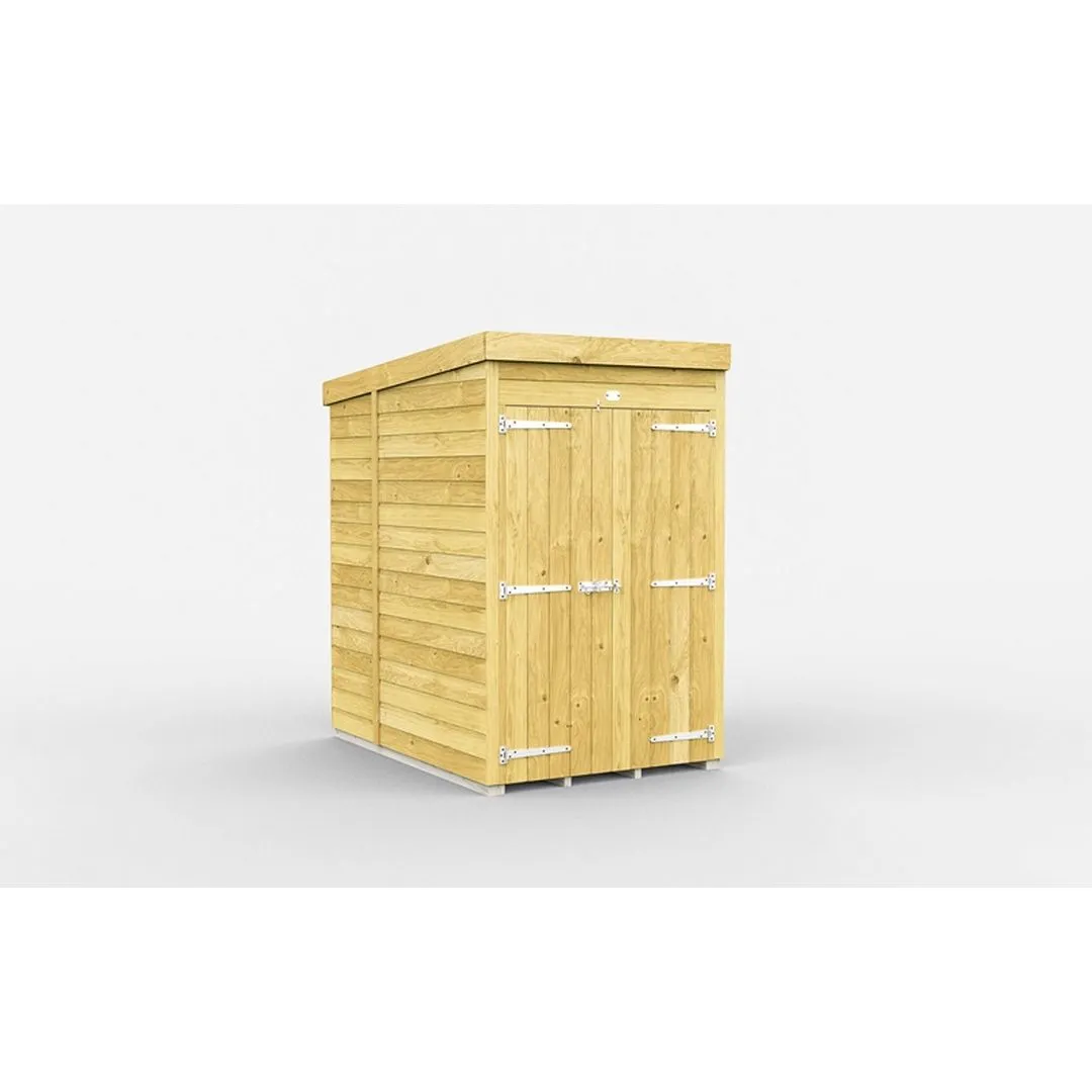 Buttercup Farm 4 x 7 Feet Pent Shed - Double Door W/O Windows - L214 x W127 x H201 cm in Brown