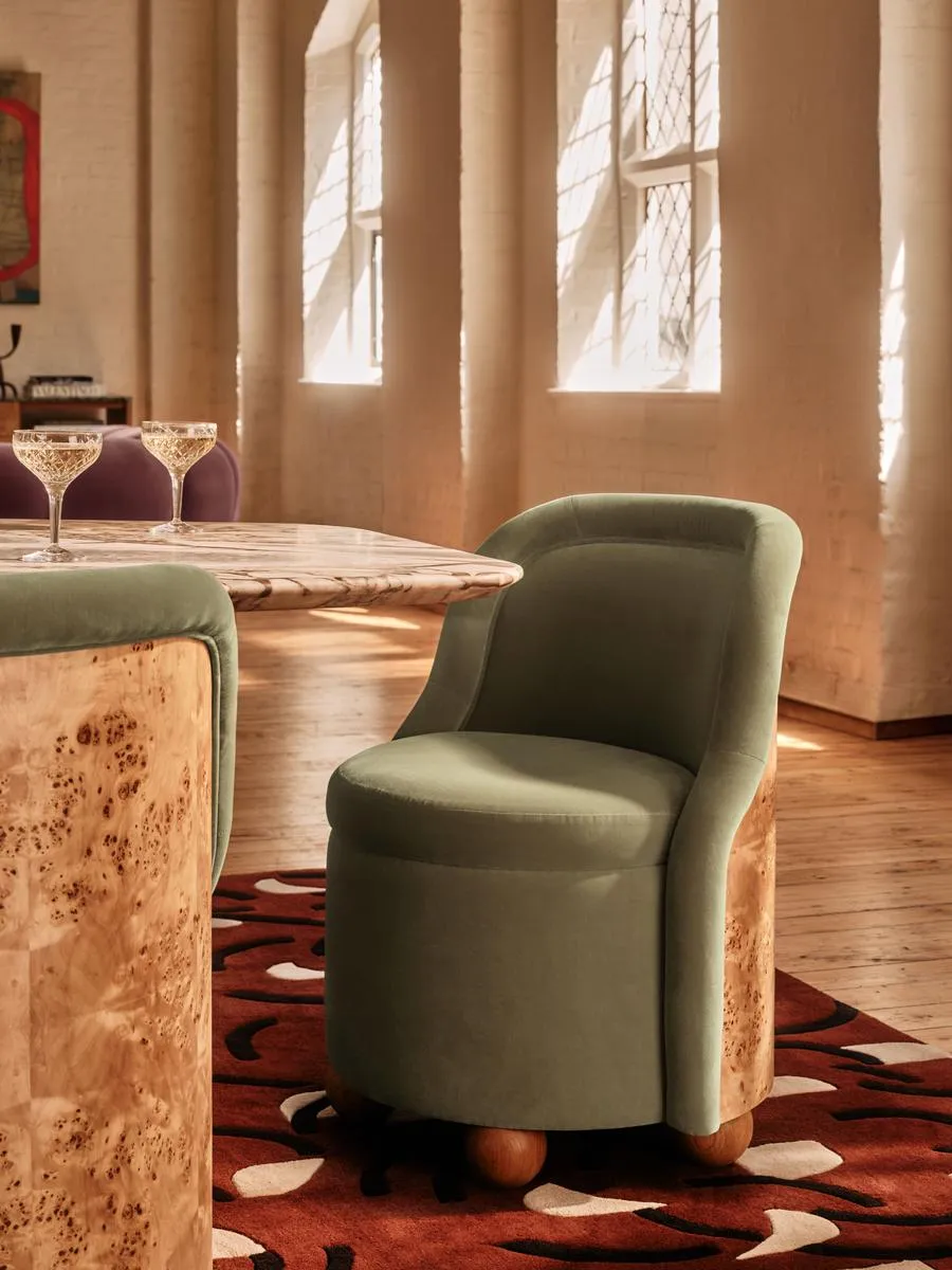 Poline Dining Chair, Velvet, Seafoam