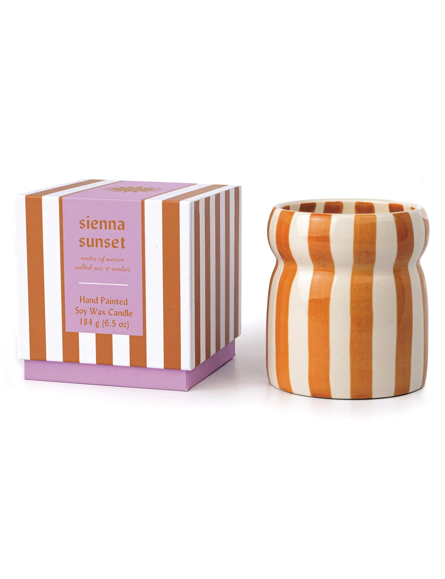 Paddywax Cabana Sienna Sunset Striped Ceramic Boxed Candle 184g No Colour