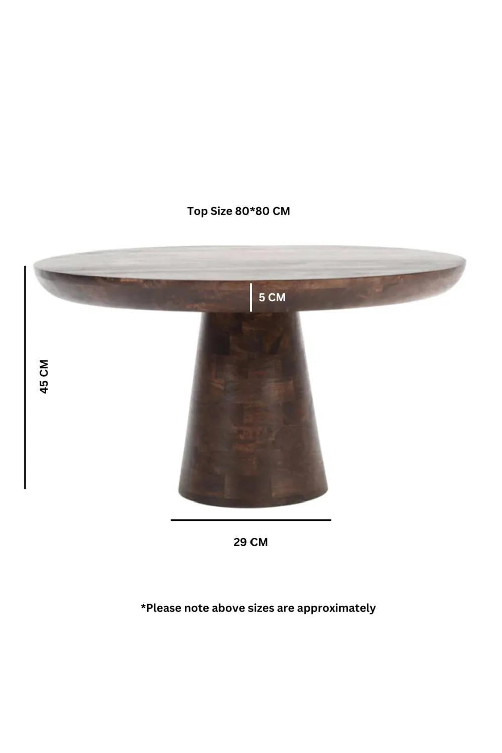IH Design Bathwick Dark Mango Wood Round Coffee Table 80cm in Brown 3