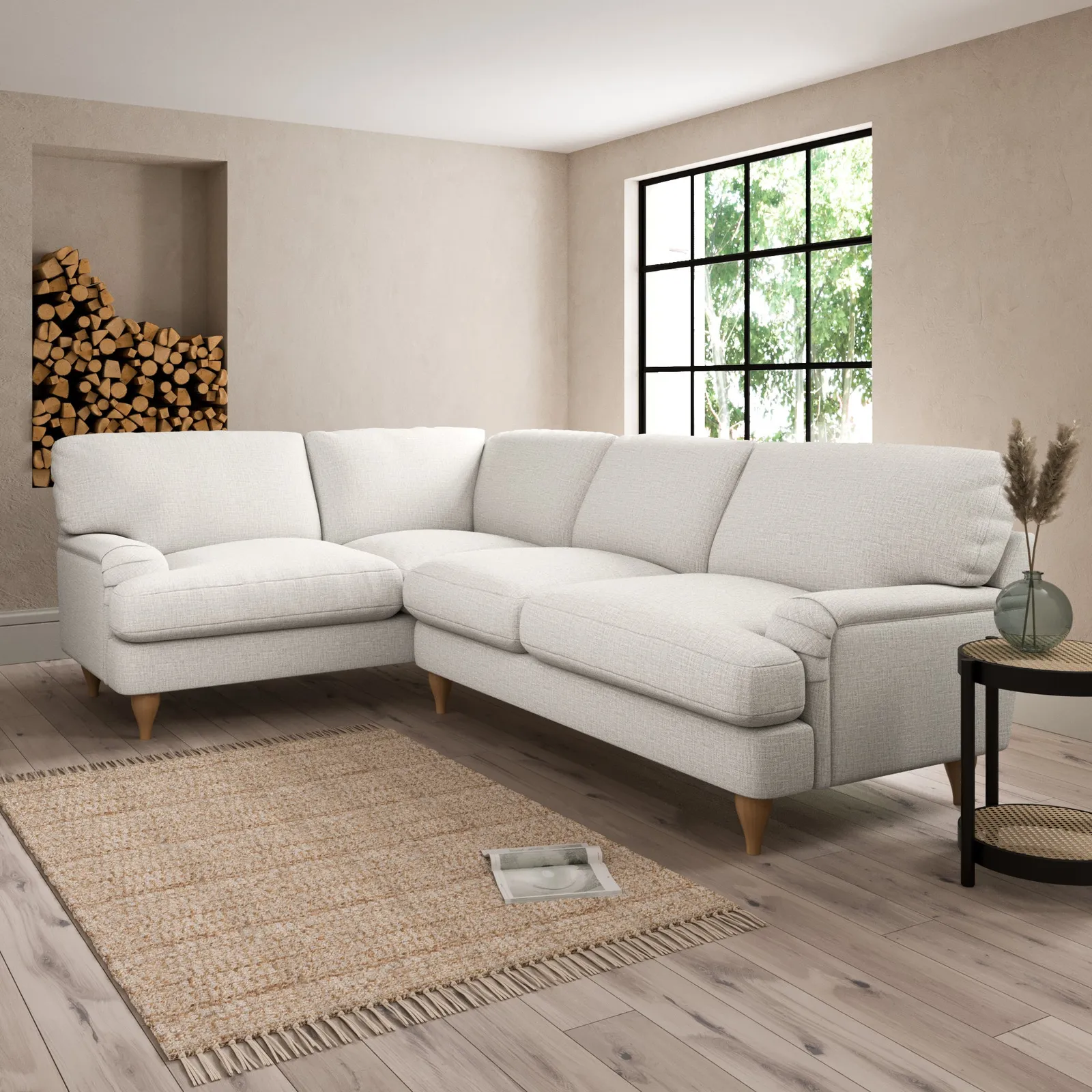 Darwin Textured Weave Left Hand Corner Sofa Grey