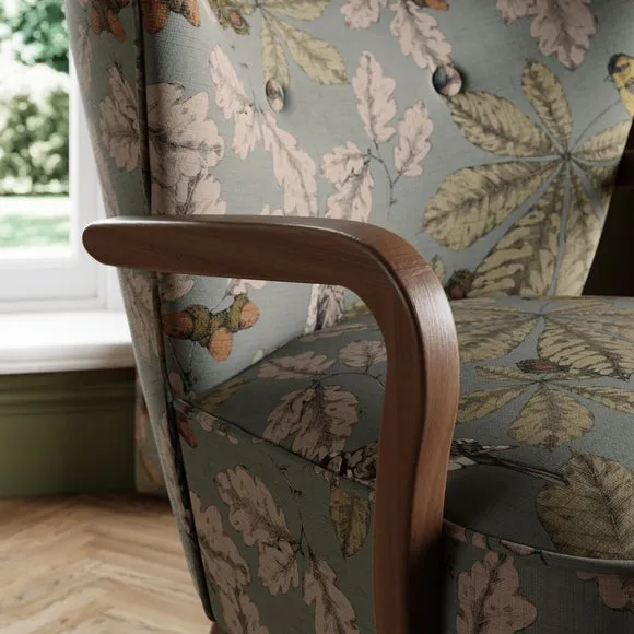 Eliza Flatweave Arboretum Print Wooden Armchair 2