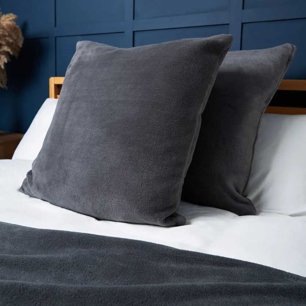 Large Microfleece Cushion, Charcoal 1