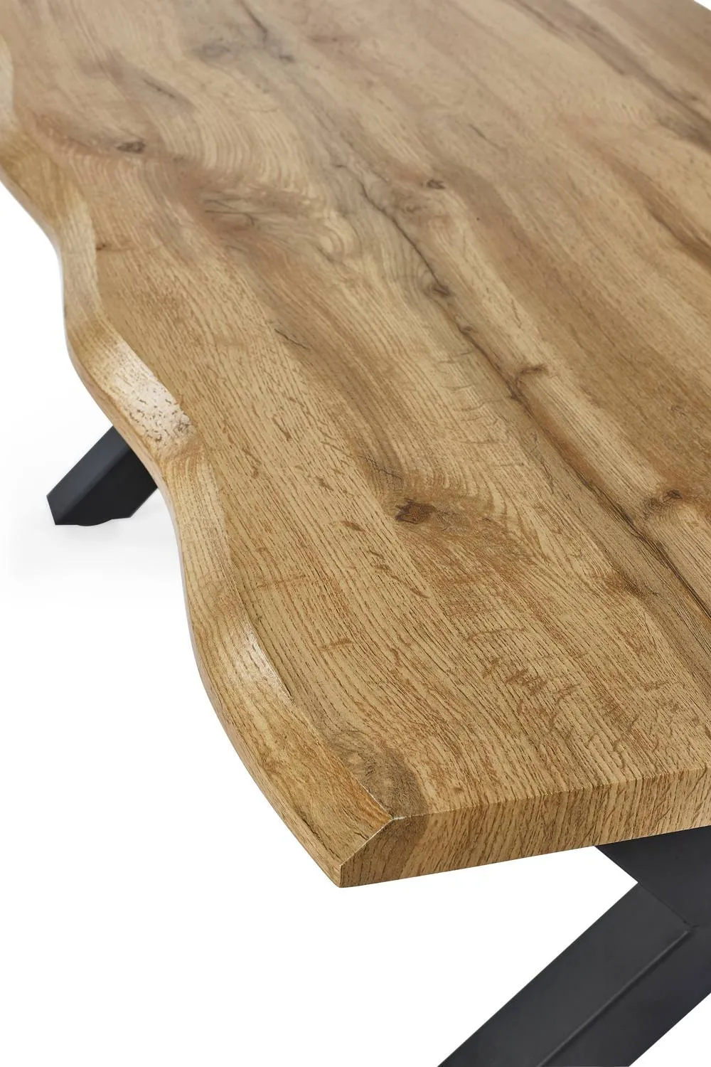 Julian Bowen Harvey Live Edge Rectangular Coffee Table with Cross Legs in Light Oak 5