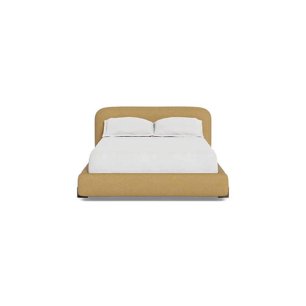 Heal's Nuvola Double Bed Boucle Tweed Citrine Walnut Stained Oak Feet 1