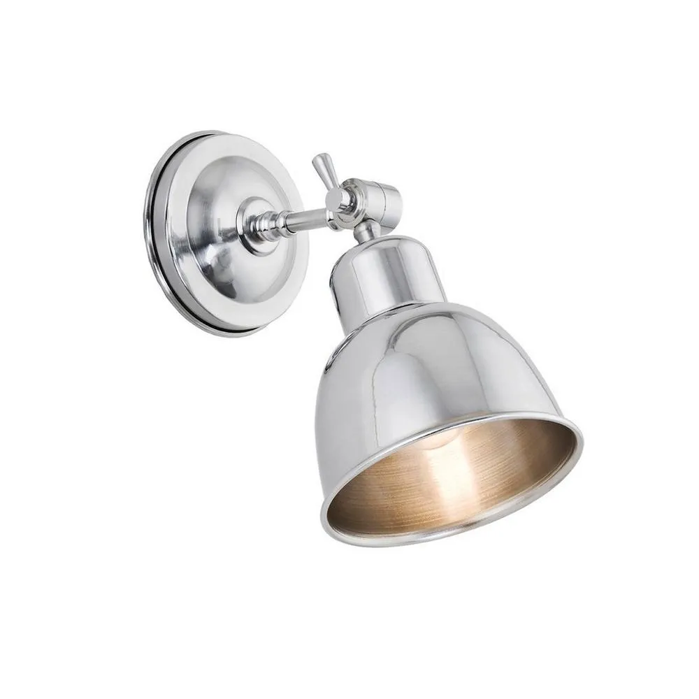Netlighting Eufrat Dome Wall Lamp Brushed Chrome in Grey