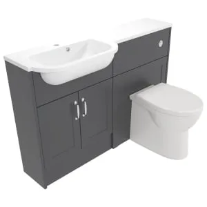 Deccado Padworth Charcoal Grey Left Hand 1200mm Slimline Fitted Vanity & Toilet Pan Unit Combination with Left Hand Basin 2