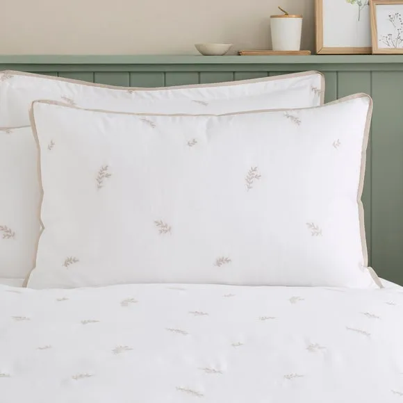 Anna Sprig Embroidery 100% Cotton Duvet Cover & Pillowcase Set 3