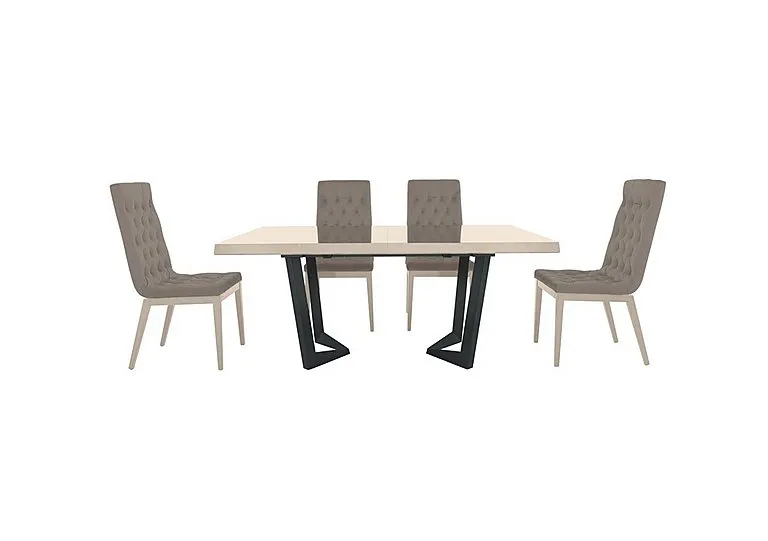 Palazzo 160cm Extending Dining Table in Sand Birch with 4 Capitonne Buttoned Chairs - Scarlet Taupe