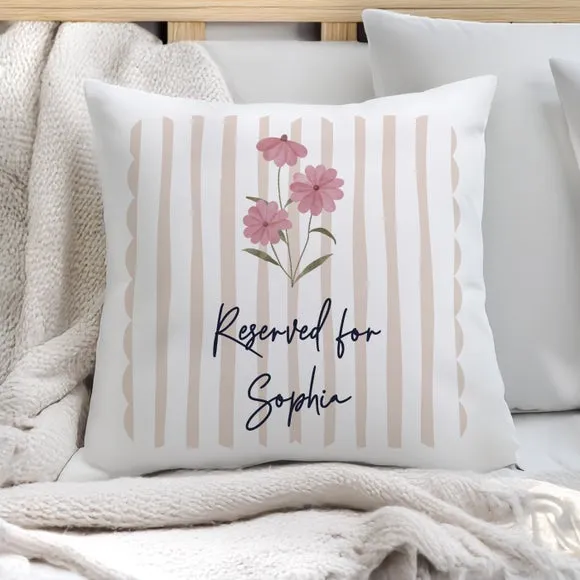 Personalised Floral Stripe Square Cushion 3