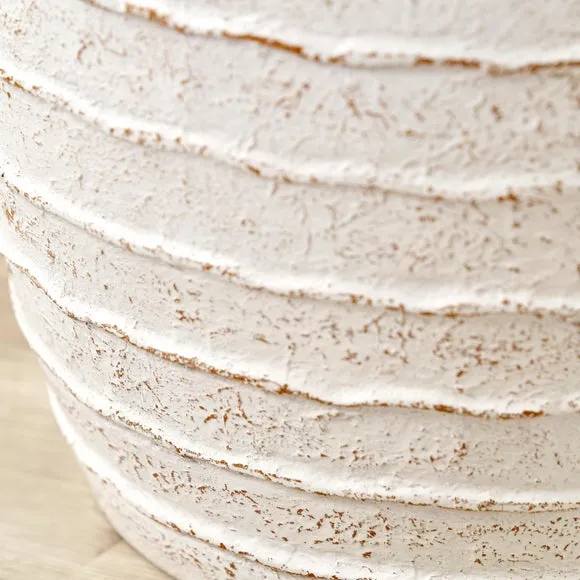 Ribbed White Wash Fibrestone Decorative Vase 4