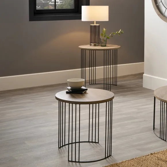 Return - Pacific Atri Set of 2 Nest of Side Tables, Light Wood Effect