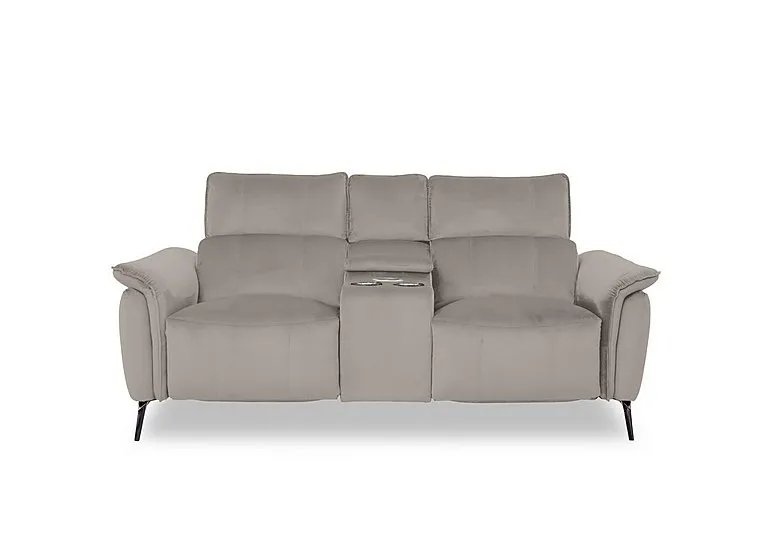Jude Fabric 2 Seater Power Recliner Sofa with Smart Console, Power Headrests, Power Lumbar and Heated Seats - Opulence Silver