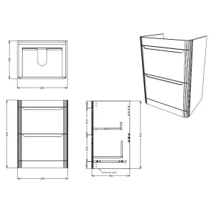 Wickes Malmo Indigo Blue Freestanding J Pull Vanity Unit & Basin - 967 x 600mm 2