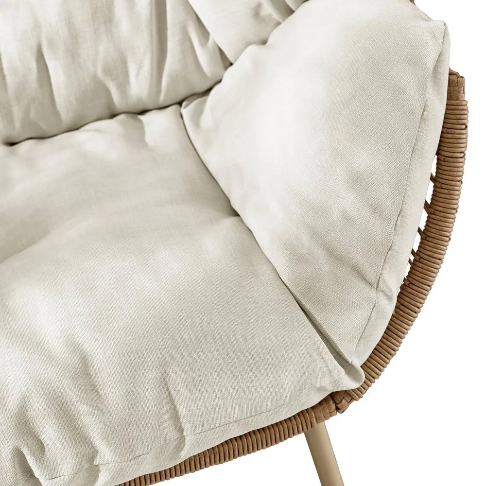 FurnitureboxUK Beige Indoor / Outdoor Rattan Double Egg Chair 6