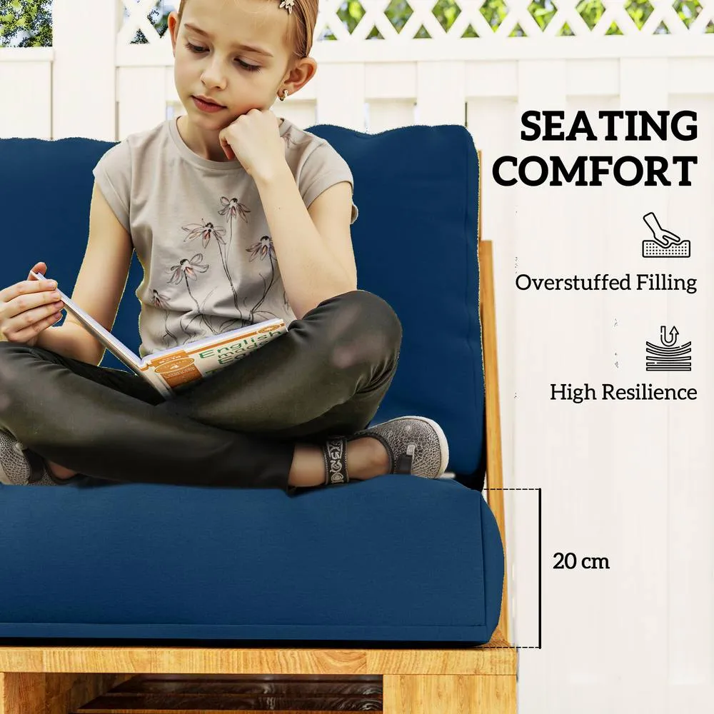 OUTSUNNY 2 Seat Pallet Cushions 20cm Thick Outdoor Seat Pads, Navy Blue 4