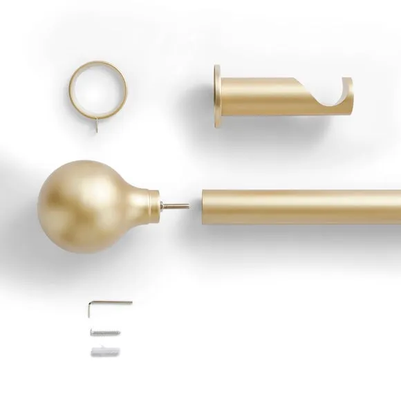 Contemporary Ball Fixed Metal Curtain Pole with Rings 2