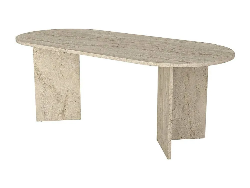 Vente-unique 8-Seater Dining Table - Beige Travertine Effect - TOPANIA 4